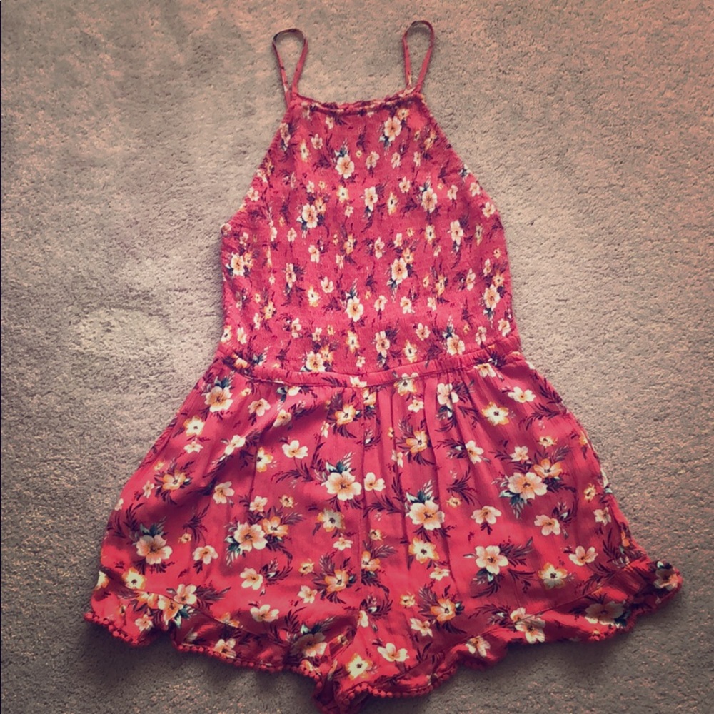 American Eagle Outfitters Red Floral Romper